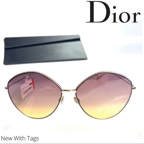 DIOR* Golden Tone Society 4 Sunglasses New W Tags - Picture 1 of 12